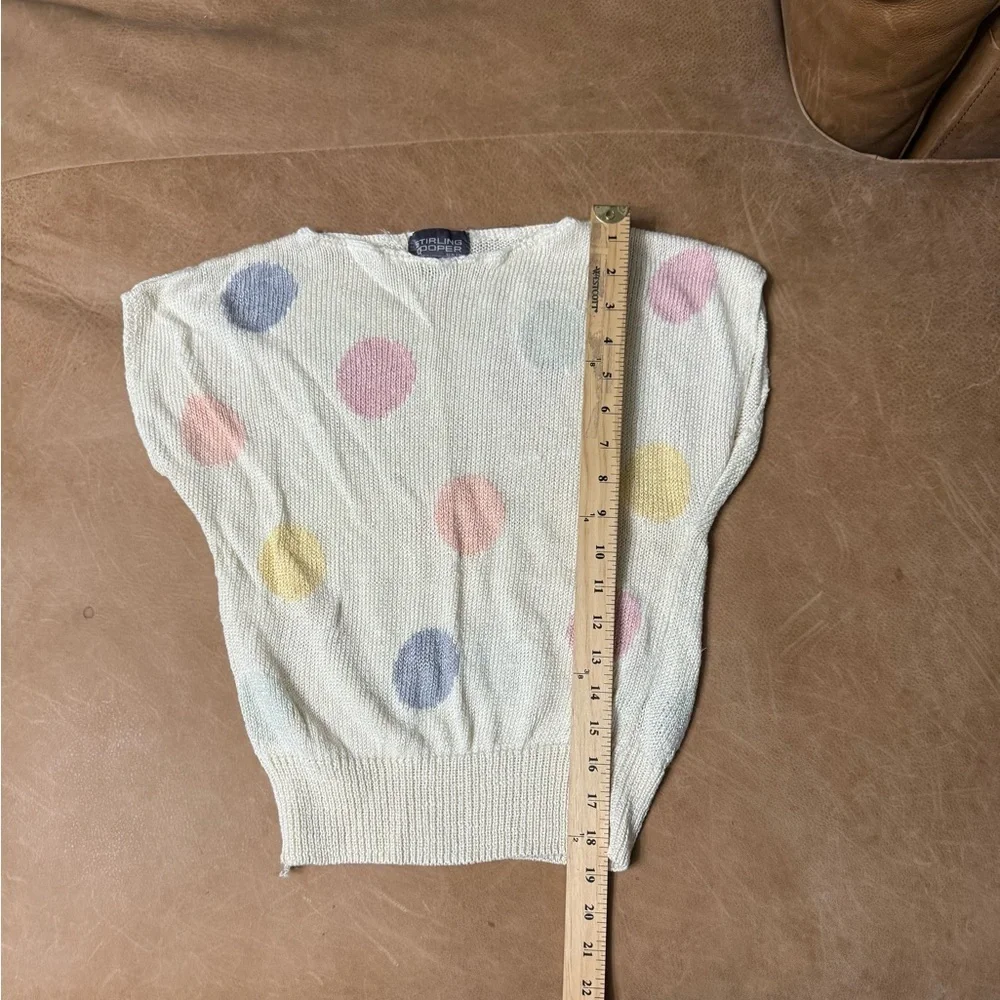 Vintage 80s Stirling Cooper Polka Dot Short Sleeve Sweater Women’s Size 6/7